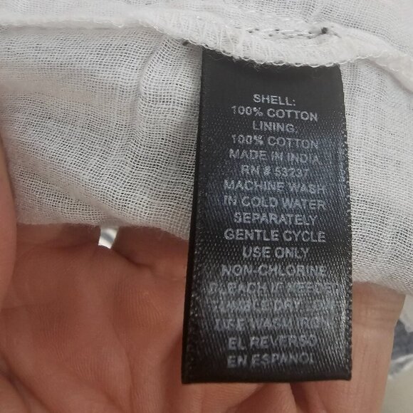 Mlle Gabrielle Blue Off White Striped Peasant Skirt Boho Beach Gauzy Belted L - Picture 9 of 10